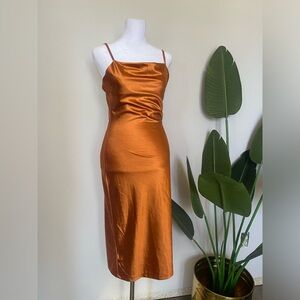 Xxxiticat burnt orange satin like material formal dress xs